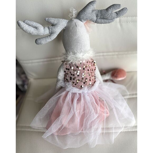 Collectable Ballerina Pink Reindeer Sequin Doll Dance Recital Shelf Sitter 22"H - Picture 2 of 8